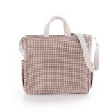 Bolso maternal Cambrass Taylor rosa, detalle tejido vichy de cuadros