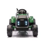 Tractor de batería con remolque verde oscuro 24V