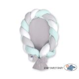 Braided Baby Nest 2 In 1 - White-gray-mint