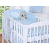 Protector de Cuna My Sweet Baby – Corazones Flores Azules - imagen 3