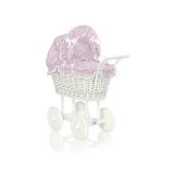 Carrito de Muñecas My Sweet Baby de Mimbre con Ropa Rosa