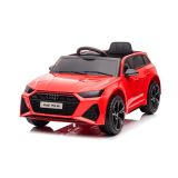 Coche eléctrico Audi RS6 rojo 12V con ruedas EVA y luces LED, vista lateral