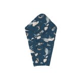 Edredón de bambú para bebé con diseño de ballenas en azul marino