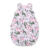 Cotton Sleeping Bag For Children, Size M, 3-12 Months, Tog 2.5, All-season - Peony Flower Pink