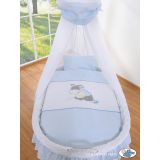 Moisés de Mimbre con Dosel y Ruedas My Sweet Baby Osito Blanco y Azul - imagen 2