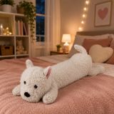 Perro de peluche en un entorno acogedor, ideal para abrazar