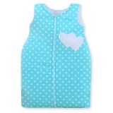 Cotton Sleeping Bag For Children, Size M, 6-12 Months, Tog 2.5, All-season Hearts Dots On Turquoise