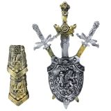 Conjunto de Caballero con 3 Espadas y Escudo Decorativo