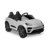 Coche eléctrico Porsche Macan gris 24V Toyz, vista lateral con puertas funcionales