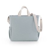 Bolso maternal Cambrass Taylor azul, detalle tejido vichy de cuadros