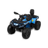 Vehículo eléctrico Toyz Can-Am Outlander azul con cinturones de seguridad.