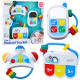 Set de juguetes musicales para pequeños con teléfono, pandero y llaves