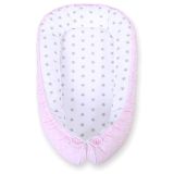 Baby Nest Double-sided Premium Cocoon For Infants Bobono- Dots On Pink/ Grey Stars