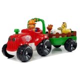 Tractor con remolque y animales