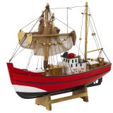 Modelo Decorativo de Barco de Pesca Rojo 30x26cm