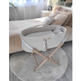 Moisés Boho My Sweet Baby con soporte - Hecho a mano en crema