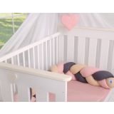 Protector de Cuna Trenzado My Sweet Baby - Beige y Rosa Pastel - imagen 3