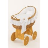 Moisés de Mimbre My Sweet Baby - Natural con Ropa Blanca