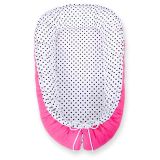 Baby Nest Double-sided Premium Cocoon For Infants Bobono- Balck Dots/ Dark Pink