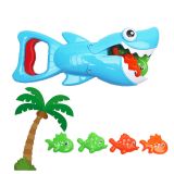 Juego de baño tiburón cazador de peces azul