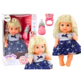 Muñeca con vestido azul marino y sonido de bebé