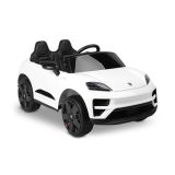 Porsche Macan infantil blanco Toyz, detalle interior ecopiel y volante multimedia