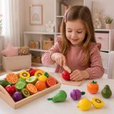 Set de Frutas de Madera Magnético con Cuchillo Seguro - imagen 2