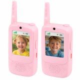 Walkie Talkies para Niños con Cámara y Grabación de Video Rosa