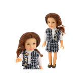 Muñeca con Ropa Elegante a Cuadros y Cabello Marrón - imagen 2