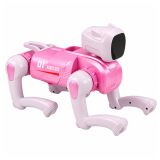 El perro robot AI rosa en acción, perfecto para el juego en casa