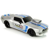 Coche Deportivo R/C 1:16 con Rayas Azules y Plateado - imagen 3