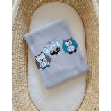 Manta de Felpa para Bebés My Sweet Baby - Búhos Gris-Turquesa