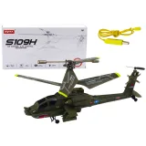 Helicóptero R/C militar Syma S109H caqui estilo Apache vista frontal