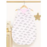 Cotton Sleeping Bag For Children, Size M, 3-12 Months, Tog 2.5, All-season - Clouds Gray/pink