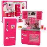 Set de Cocina y Refrigerador para Muñecas Rosa