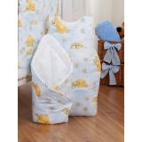 Cotton Sleeping Bag For Children, Size M, 6-12 Months, Tog 2.5, All-season, Blue Teddy Bear