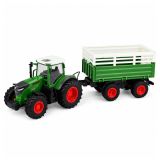 Tractor agrícola teledirigido Lean toys en verde y blanco de plástico