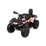 Quad eléctrico Toyz Can-Am Outlander rosa mostrando su diseño divertido.