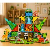 Bloques Magnéticos de Lean toys para crear un zoológico divertido.