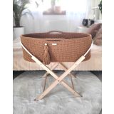 Moses Basket Boho Handmade With Stand - Caramel