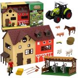 Set de granja con tractor, establo y animales 44 piezas