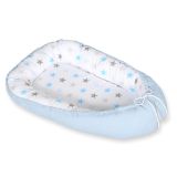 Baby Nest Double-sided Premium Cocoon For Infants Bobono- Gray-blue Stars/ Blue