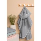 Poncho de baño Sensillo gris de algodón con tejido gofre