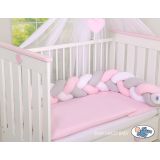 Bumper Trenzado My Sweet Baby - Protección Cuna Rosa Gris - imagen 3
