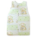 Cotton Sleeping Bag For Children, Size M, 6-12 Months, Tog 2.5, All-season, Green Elephants