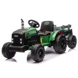 Tractor de batería con remolque verde oscuro 24V
