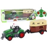 Tractor agrícola teledirigido con remolque 1:24