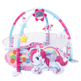 Alfombra educativa 3 en 1 con piscina de bolas unicornio rosa