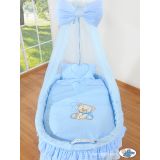 Moisés de Mimbre con Dosel y Ruedas My Sweet Baby Osito Corazón Azul - imagen 2