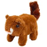 Ardilla de peluche interactiva en cesta que camina